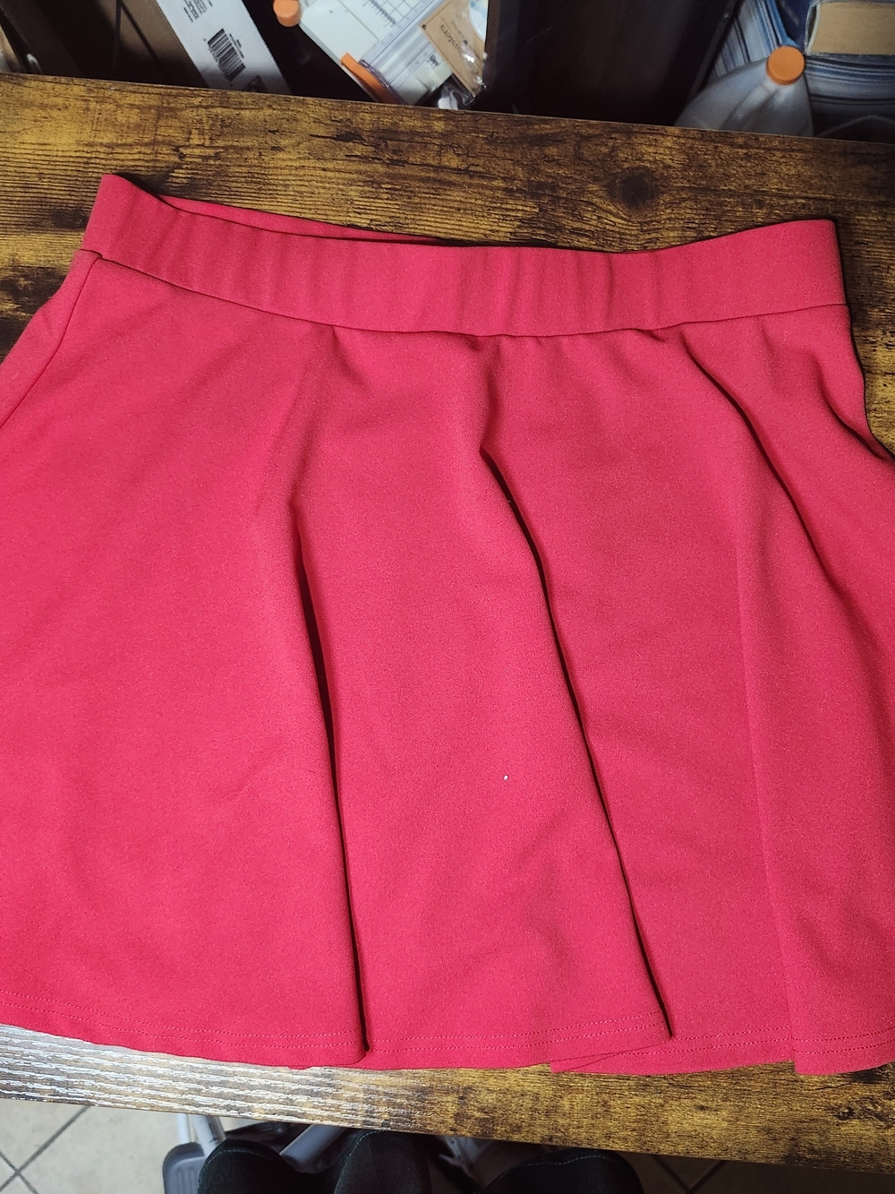 High Waist Red Pleated Skort